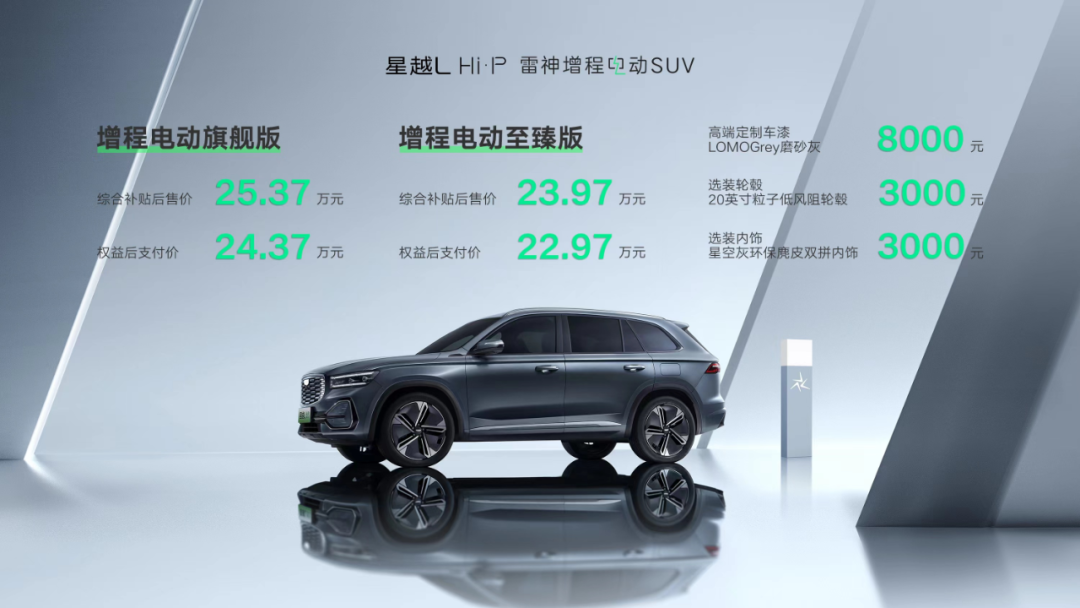 满油满电能跑1300km，吉利星越LHi·P雷神增程电动版售23.97万起