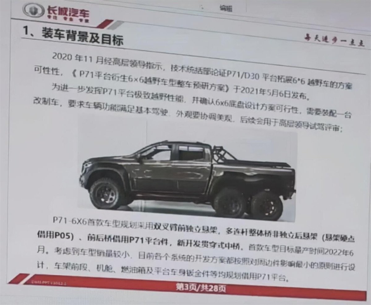 长城6X6皮卡谍照曝光，搭载3.0T V6动力，越野性能进一步提升