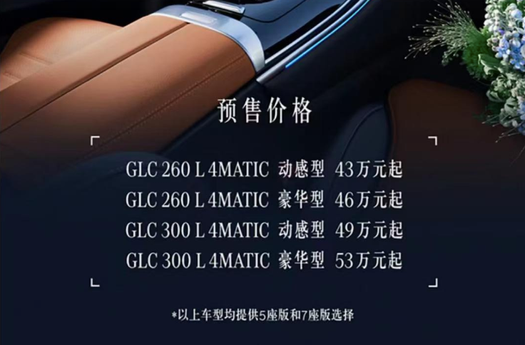 最高涨5.61万？奔驰长轴GLC预售43万起 有7座/配越野模式